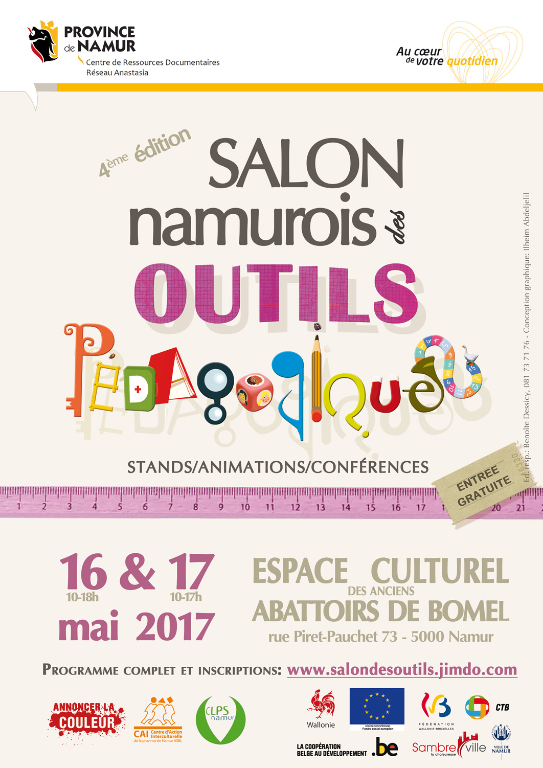 Salon namurois des outils pédagogiques - les 16 et 17 mai 2017