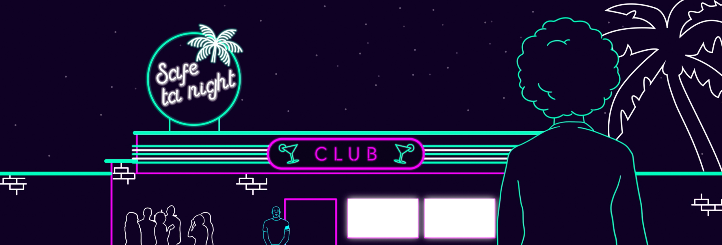 Illustration club de nuit Safe ta night.