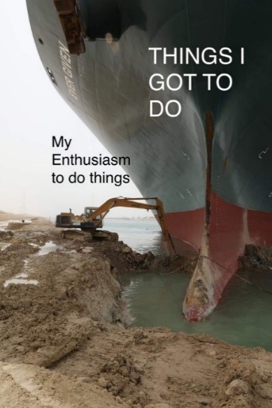 Un meme moquant le bloquage du canal de suez.