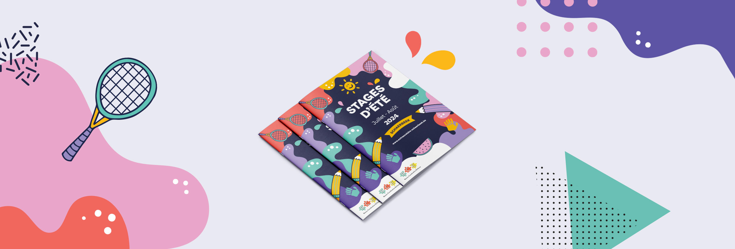 Brochures colorées Stages d’été avec motifs ludiques (SAES)