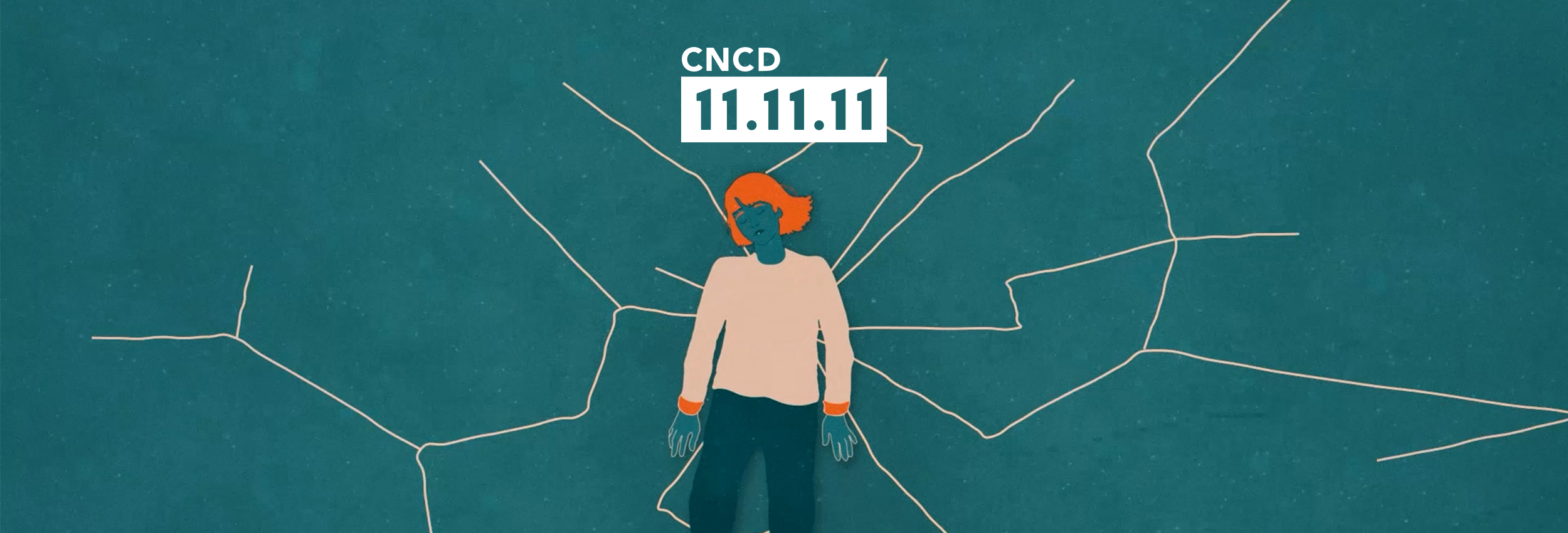 Illustration CNCD 11.11.11 avec personnage fissuré.