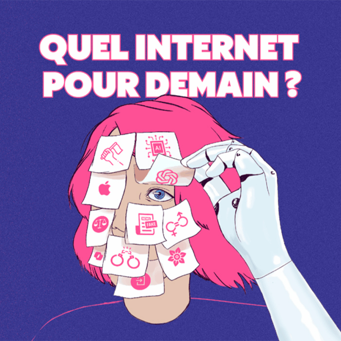 Illustration d'une femme avec comme inscription 'Quel internet pour demain'