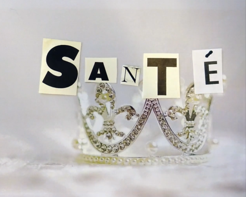 Couronne avec lettres découpées formant Santé.